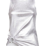 Top con orlo asmmetrico in argento Rabanne - donna 