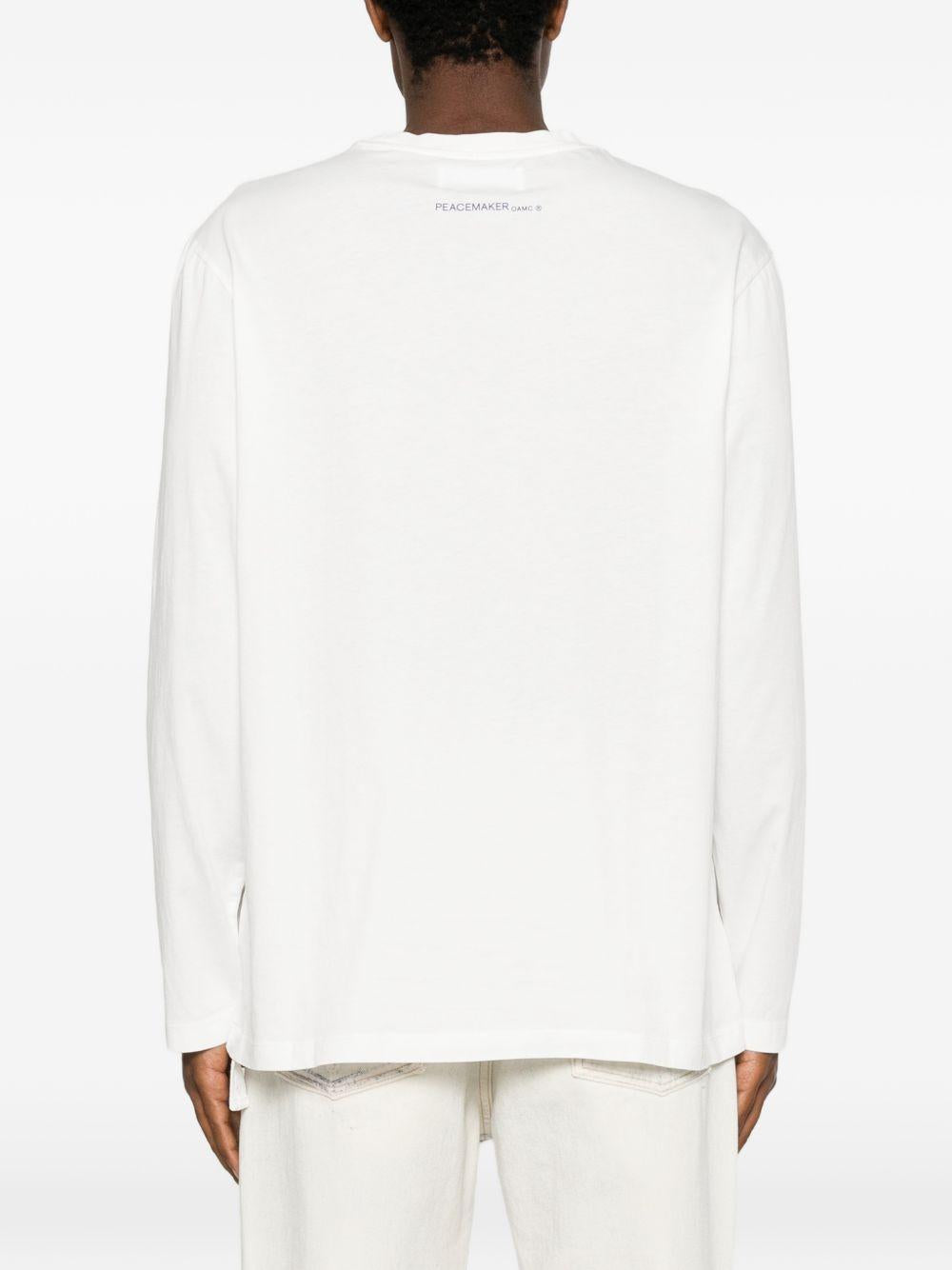 T-shirt a maniche lunghe con stampa in bianco Oamc peacemaker - uomo 
