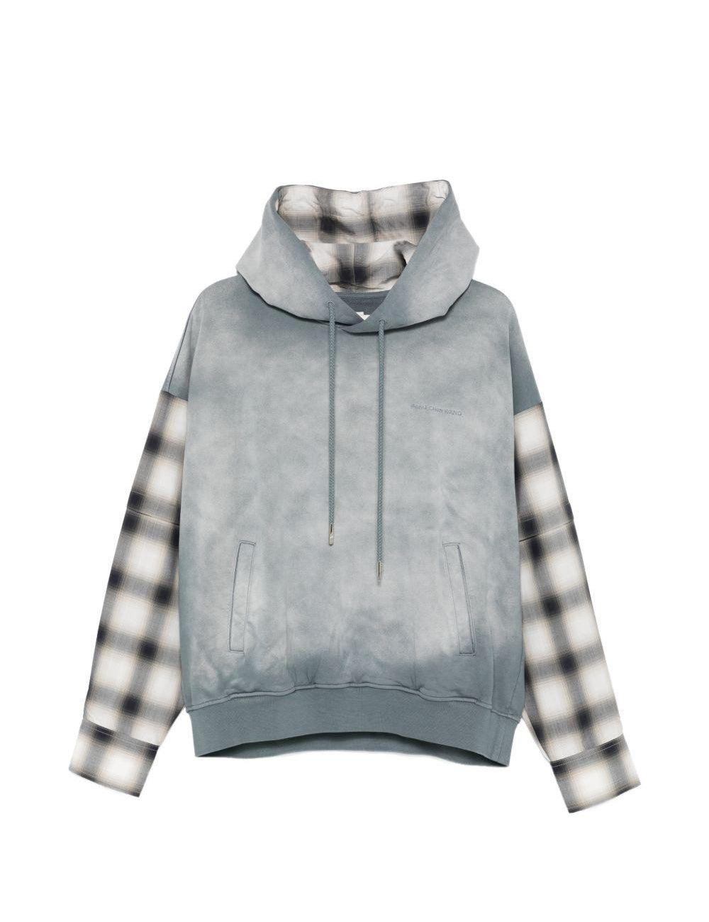 Felpa con maniche a quadri in grigio Feng chen wang - uomo 