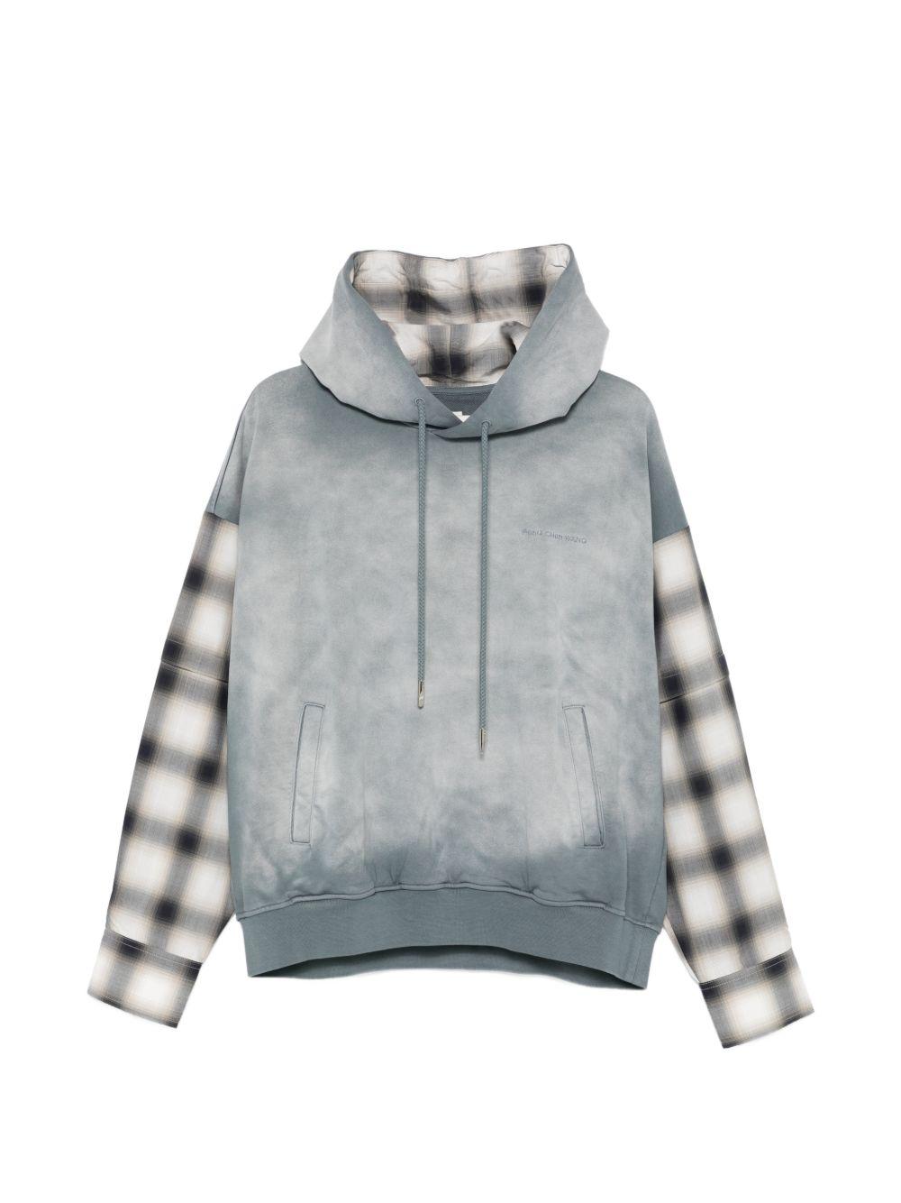 Felpa con maniche a quadri in grigio Feng chen wang - uomo 