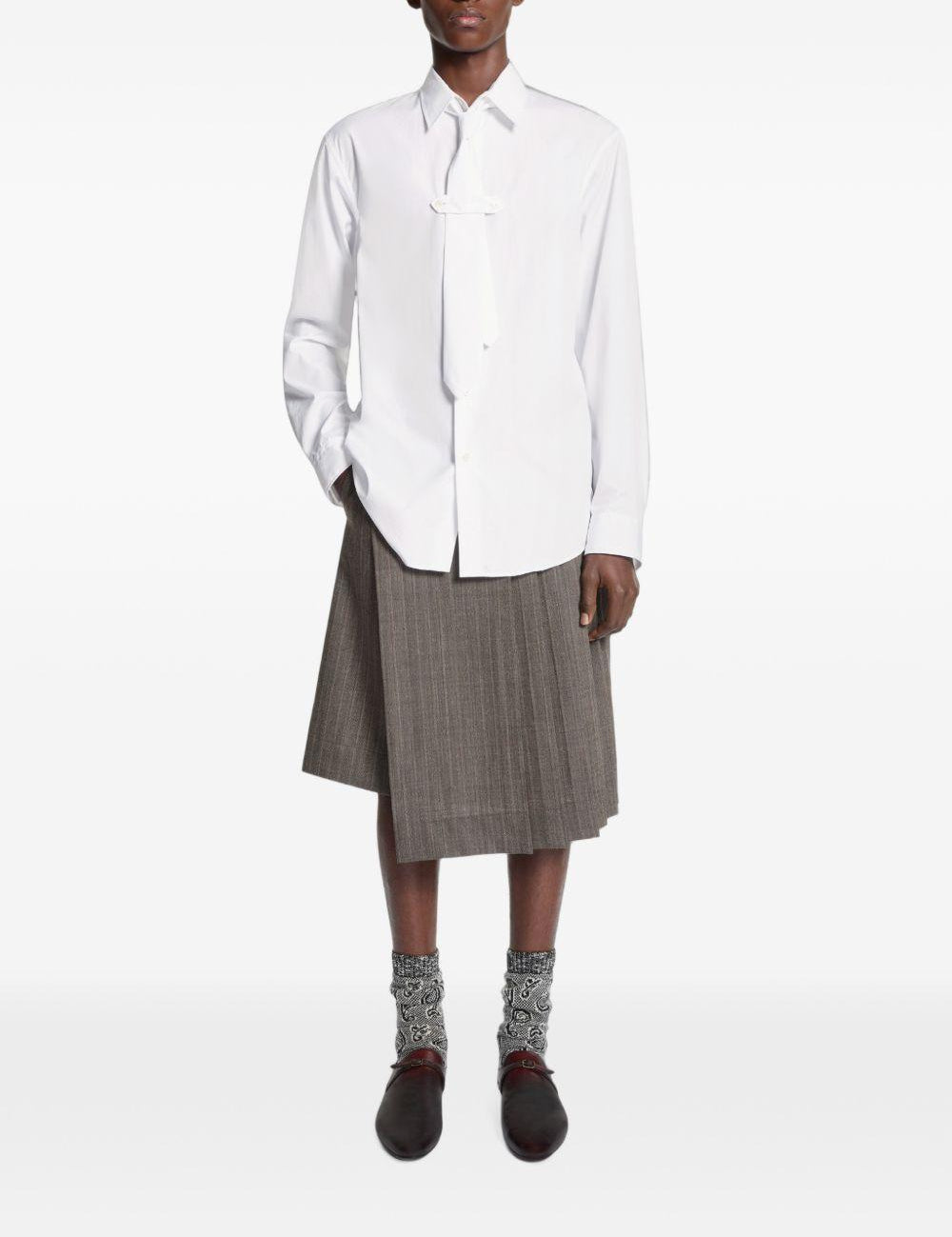 Camicia con dettaglio cravatta in cotone bianco 