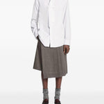 Camicia con dettaglio cravatta in cotone bianco 