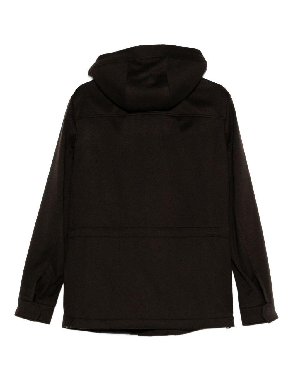 Giacca con cappuccio e coulisse in marrone Zegna - uomo 