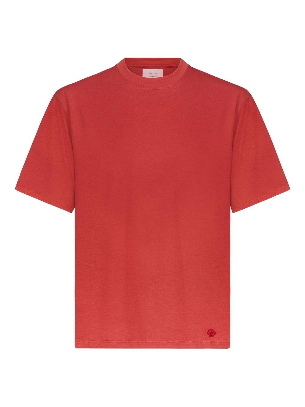 T-shirt girocollo Telanto Lds con ricamo logo in rosso Loulou de saison - donna 