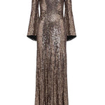 Abito maxi con paillettes in marrone Jenny packham - donna 