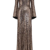 Abito maxi con paillettes in marrone Jenny packham - donna 
