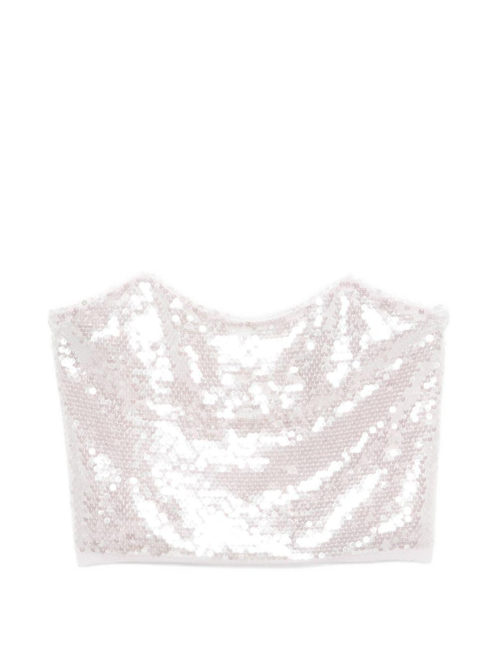 Top con spalline e paillettes in argento Forte forte - donna 