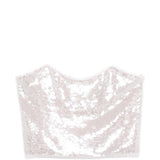Top con spalline e paillettes in argento Forte forte - donna 