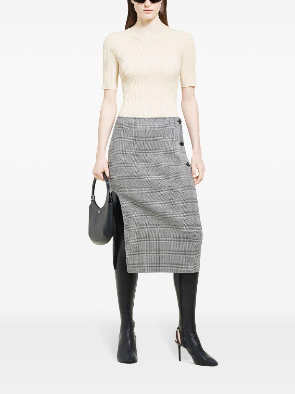 Gonna midi Principe di Galles in bianco e nero Courrèges - donna 