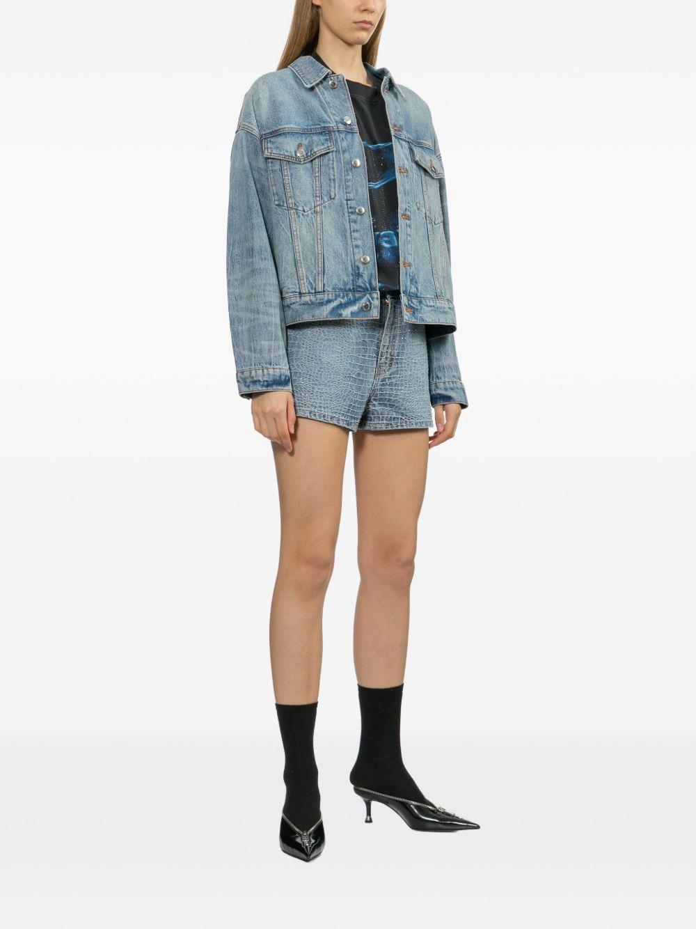 Shorts denim con strass in blu Self-portrait - donna 
