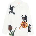 Camicia in popeline stampata wolfs & tulip in bianco Marni - uomo 