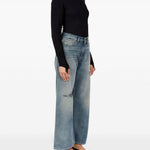 Jeans a gamba ampia con effetto vissuto in blu Mm6 maison margiela - donna 