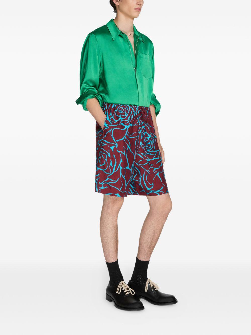 Shorts con stampa floreale piperi  in bordeaux 