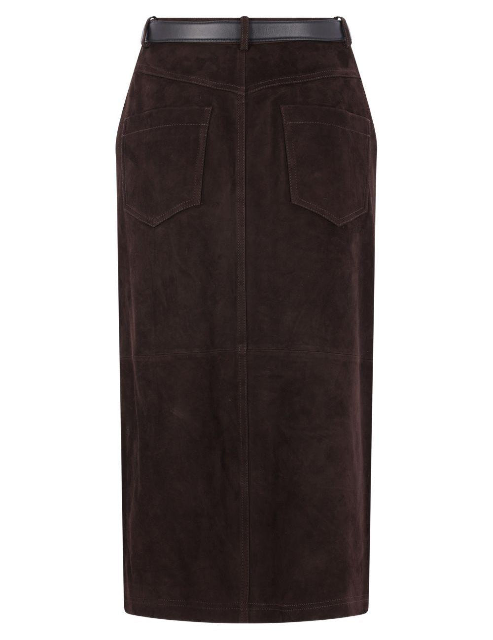 Gonna con cintura in marrone Self-Portrait - donna 