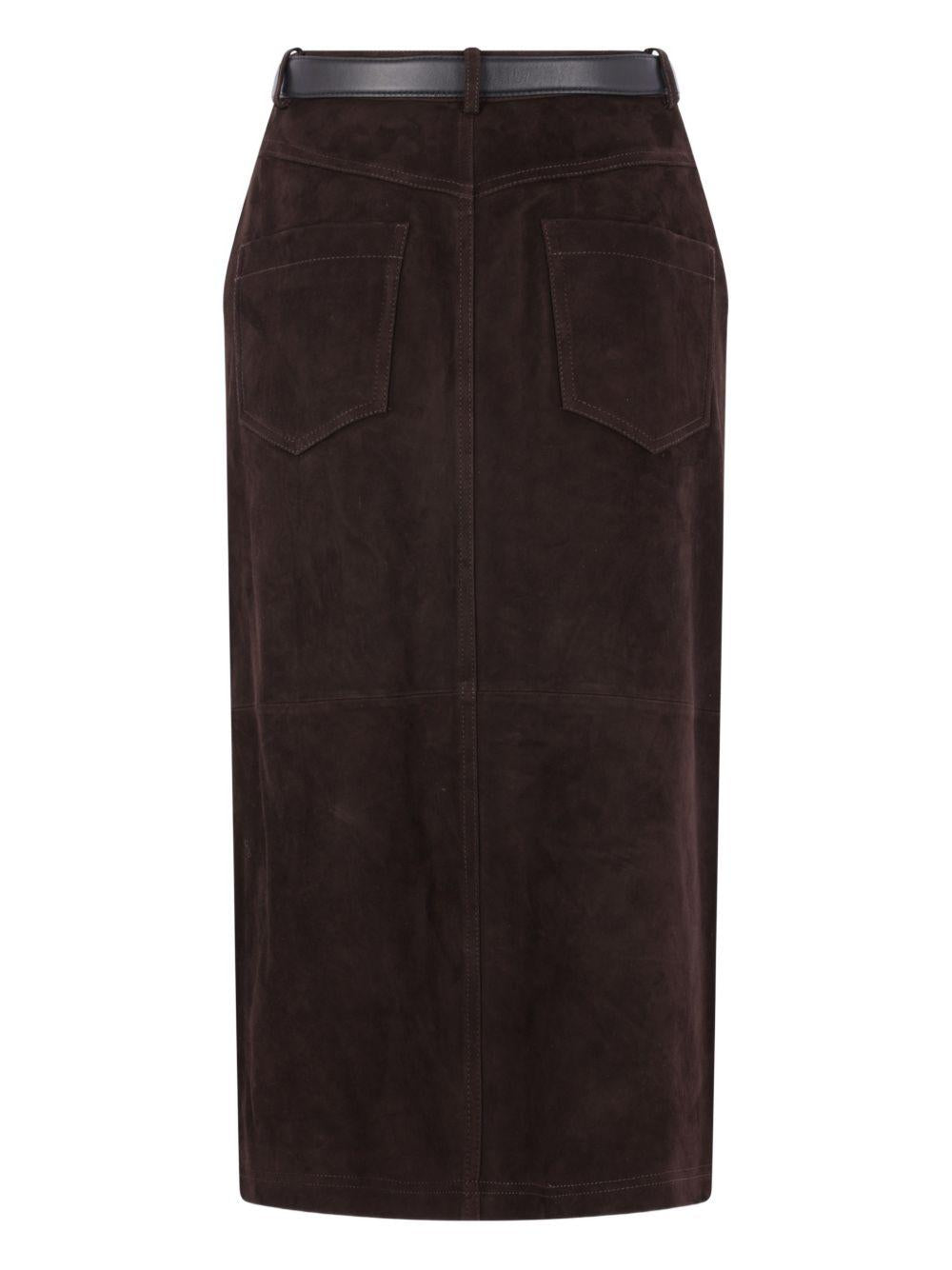Gonna con cintura in marrone Self-Portrait - donna 