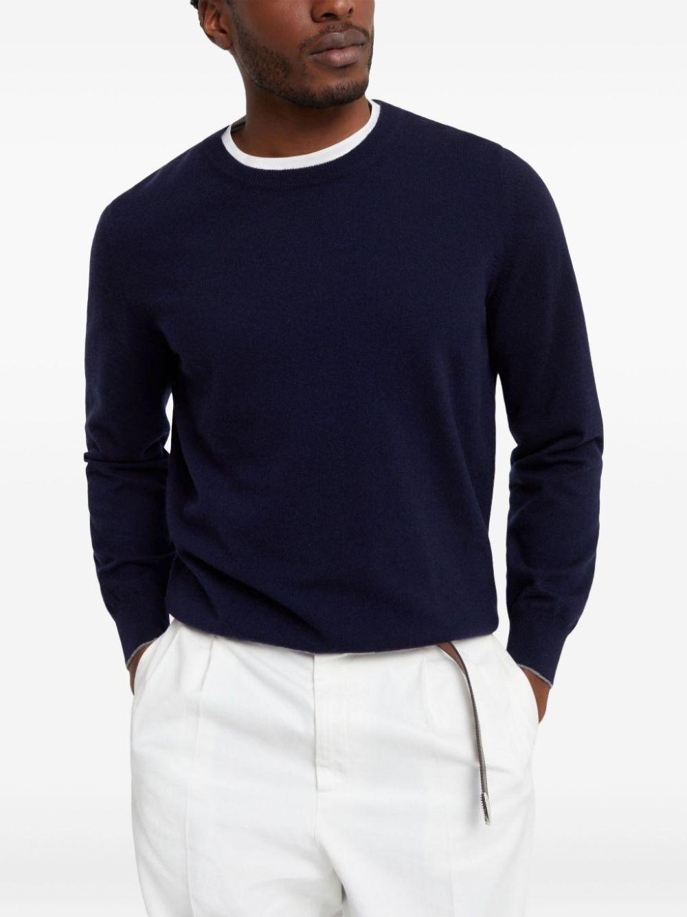 Maglione a girocollo in blu Brunello cucinelli - uomo 