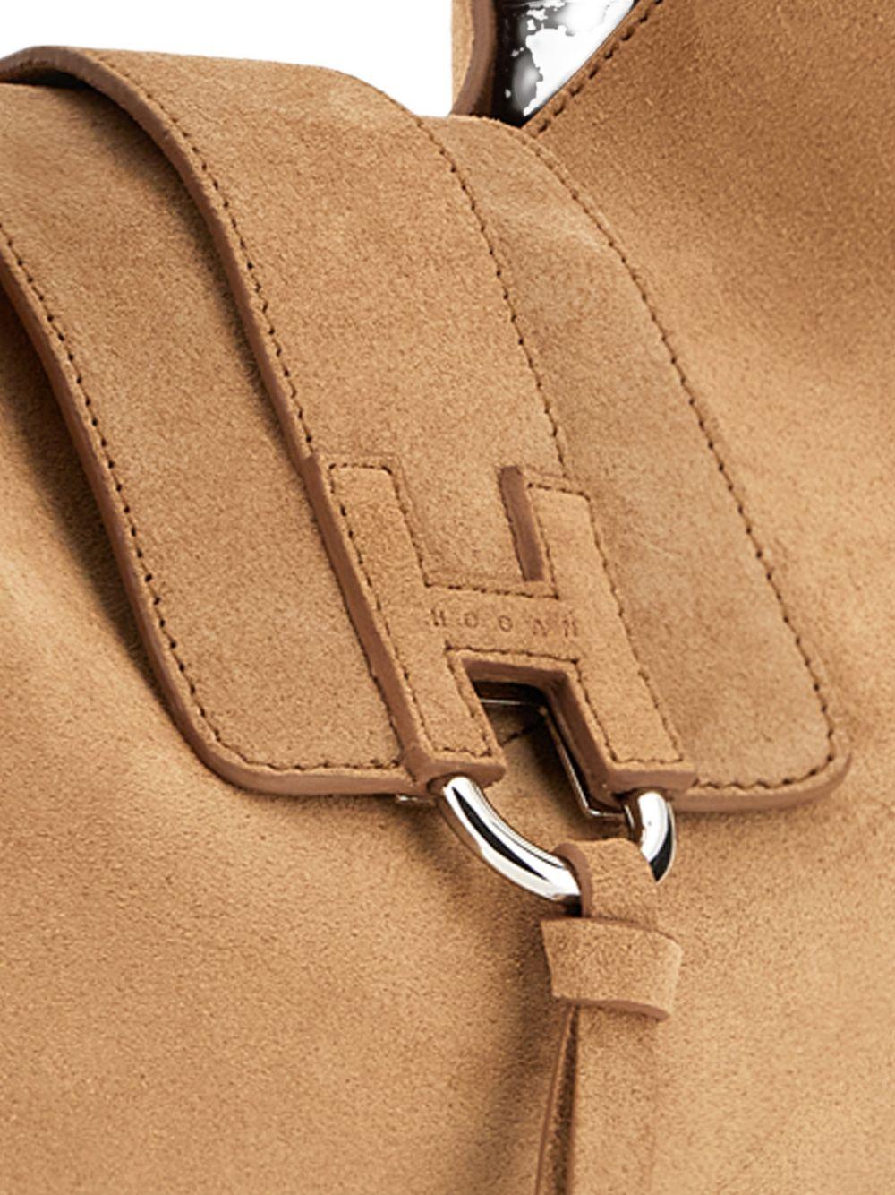Borsa a spalla con fibbia H in suede marrone Hogan - donna 