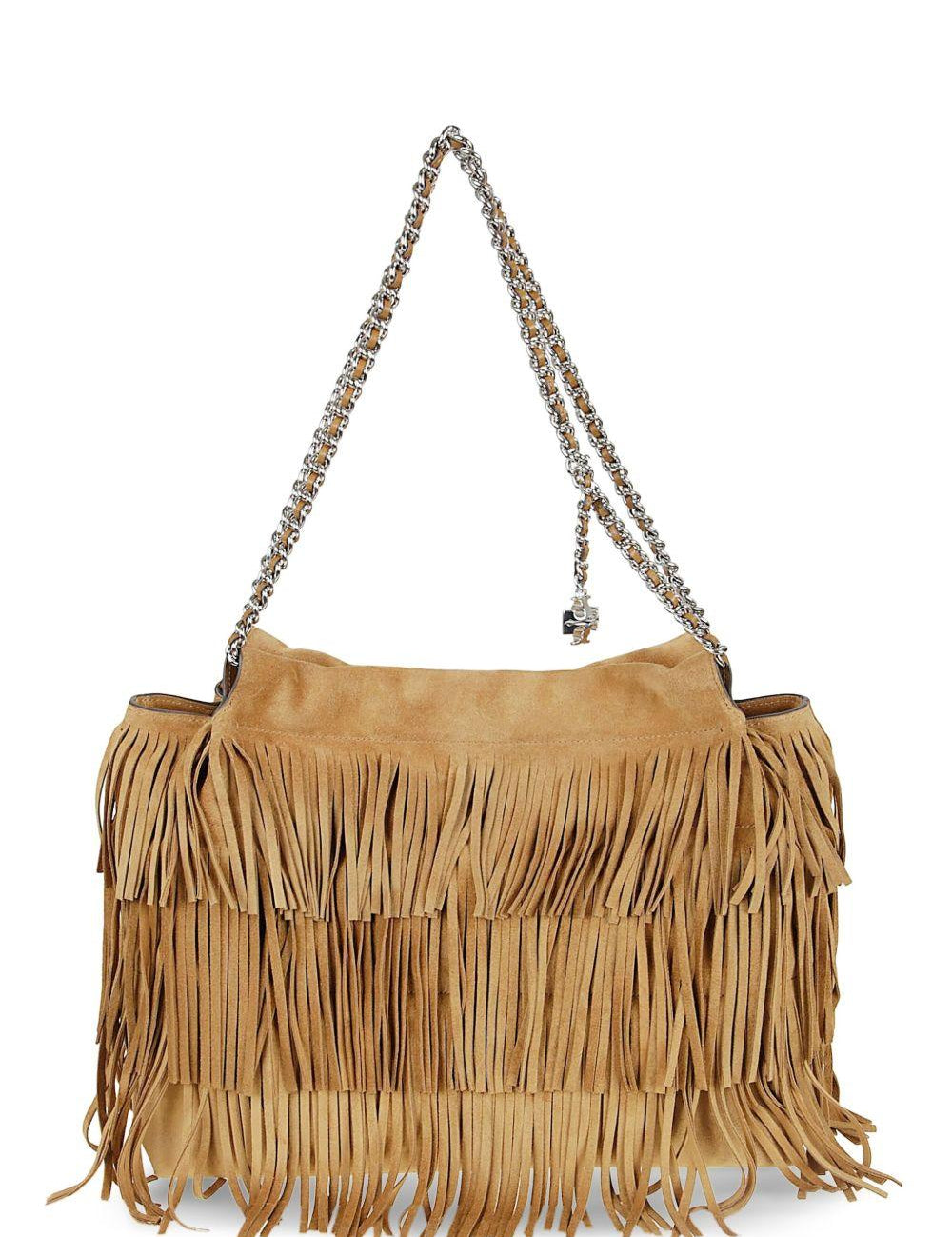 Borsa felming con frange in beige Tory burch - donna 