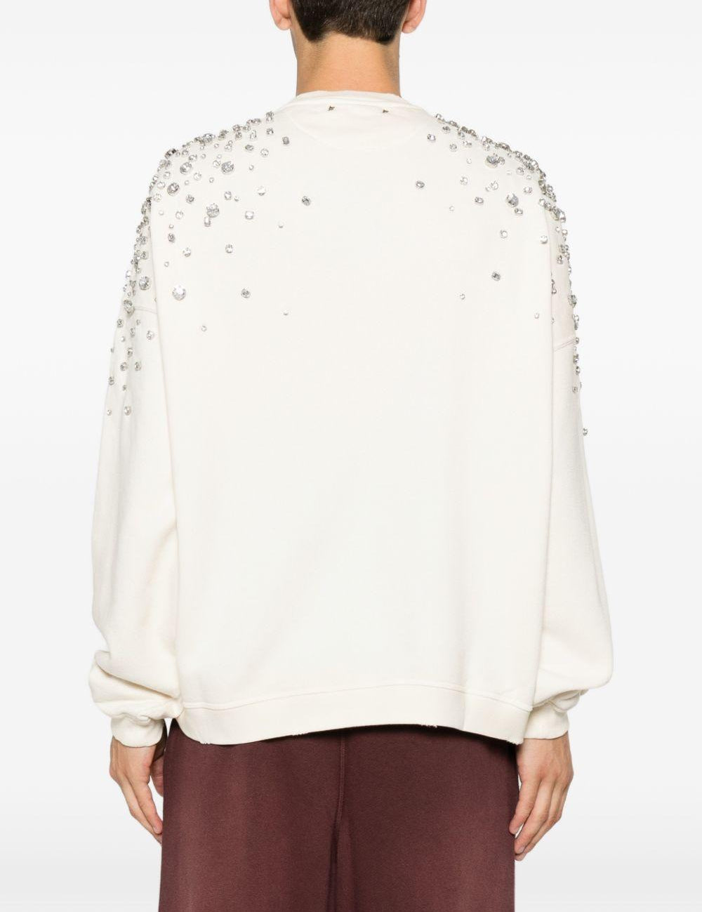 Felpa Star con cristalli in cotone bianco 