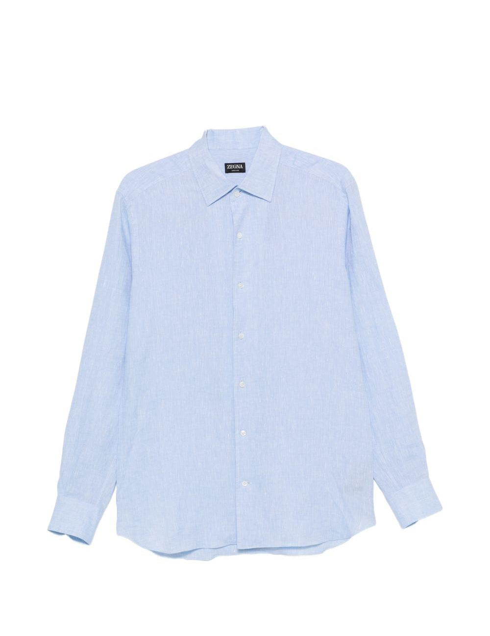 Camicia a maniche lunghe in lino in blu Zegna - uomo 