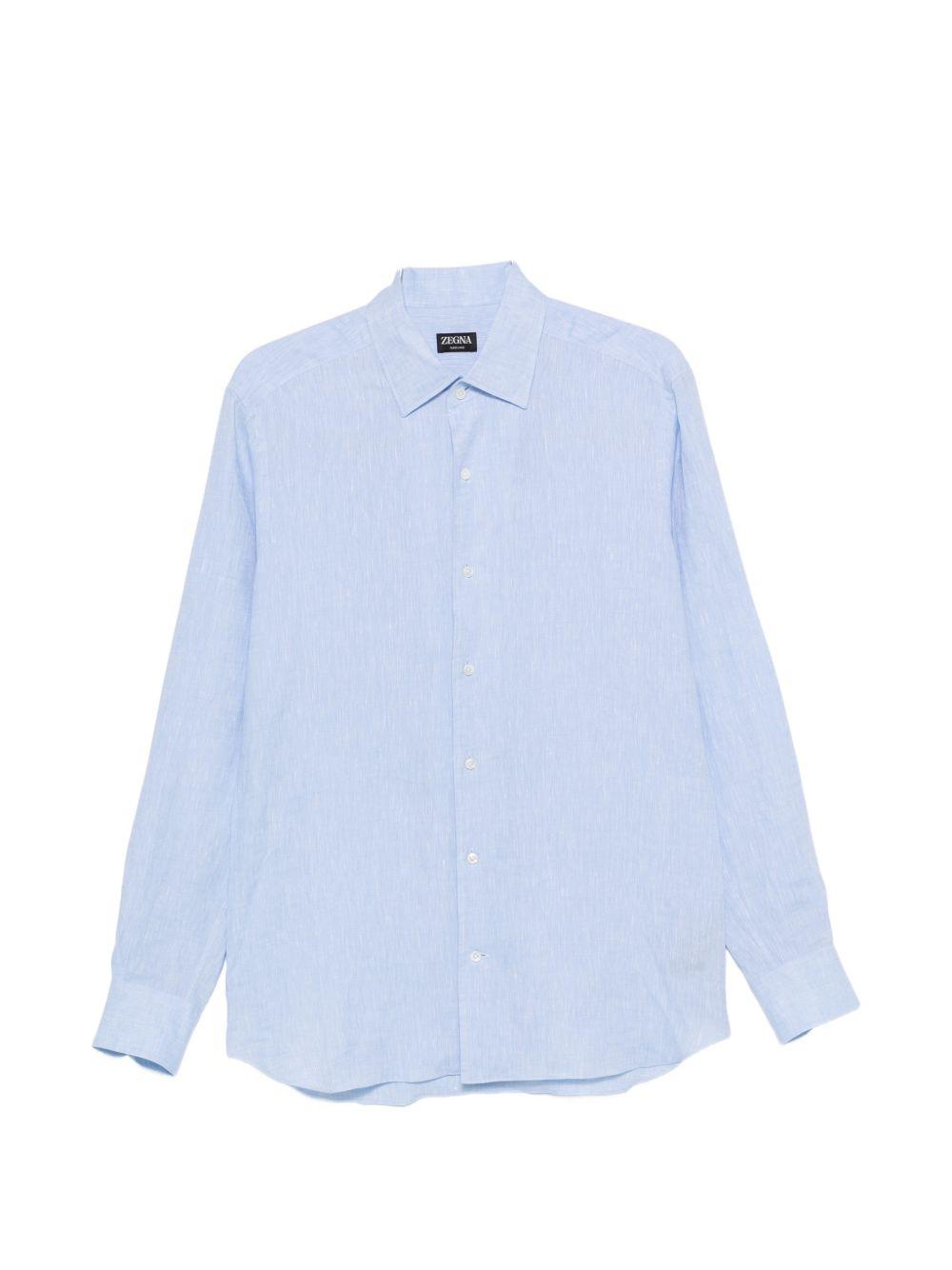 Camicia a maniche lunghe in lino in blu Zegna - uomo 