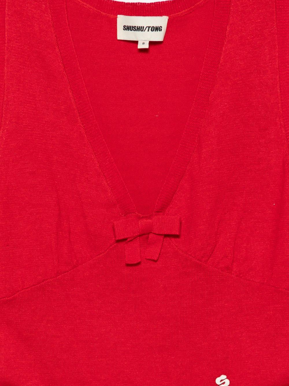Canotta in maglia con dettaglio a fiocco in rosso Shushu/tong - donna 