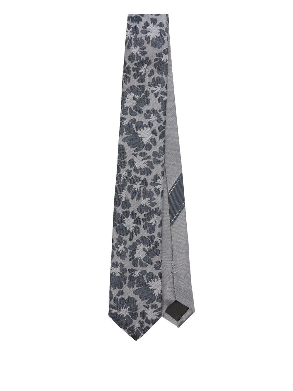 Cravatta stampata in grigio Dries Van Noten - uomo 