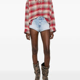 Shorts in denim con cut-out de-lunar in celeste Diesel - donna 