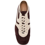 Sneakers in pelle con design a pannelli in viola 