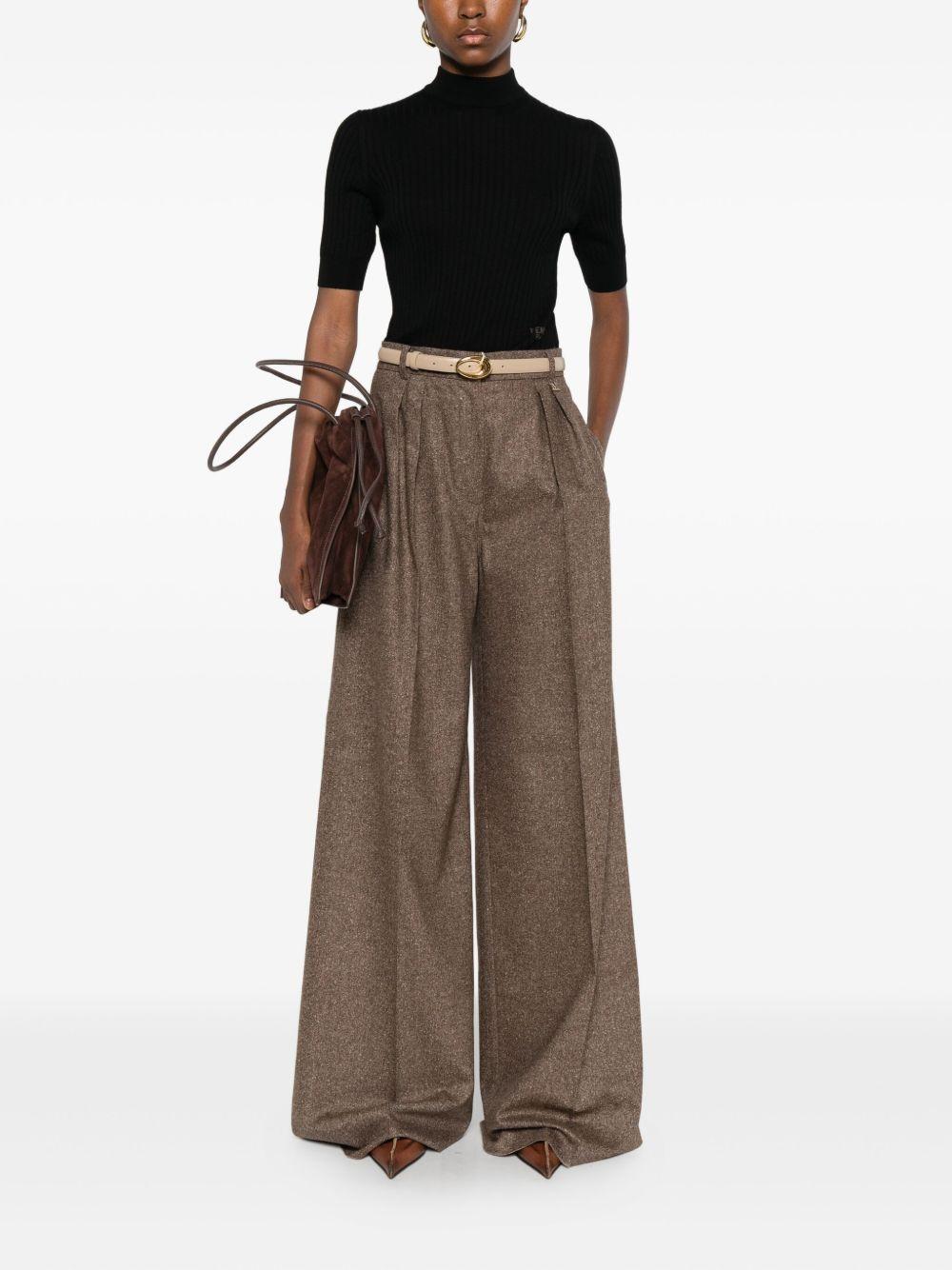 Pantaloni Brava in misto lana e seta a gamba larga in marrone Maxmara weekend - donna 