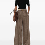 Pantaloni Brava in misto lana e seta a gamba larga in marrone Maxmara weekend - donna 