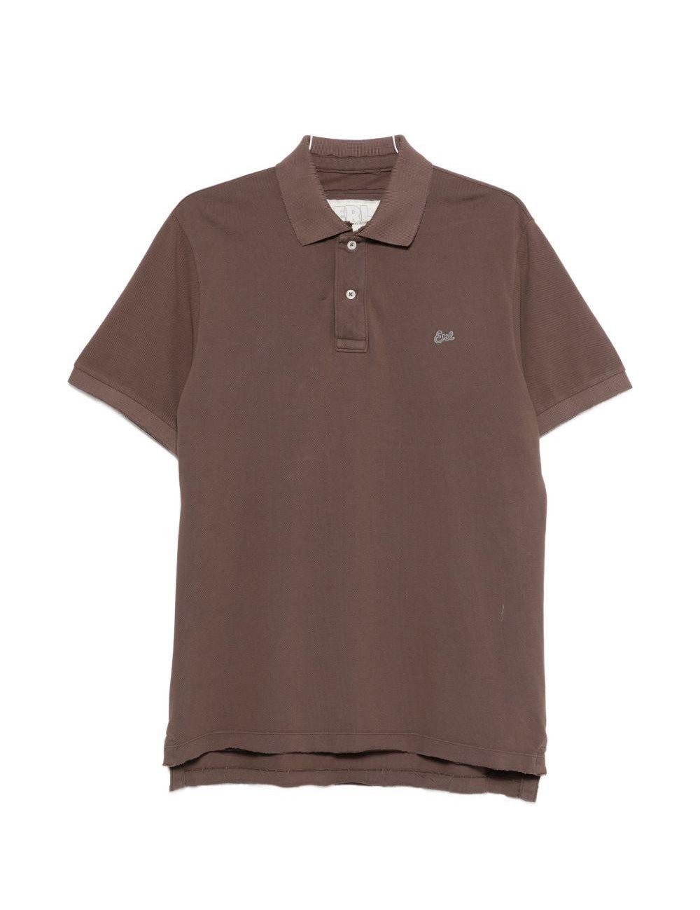 Polo con orlo a taglio vivo in marrone Erl - unisex 