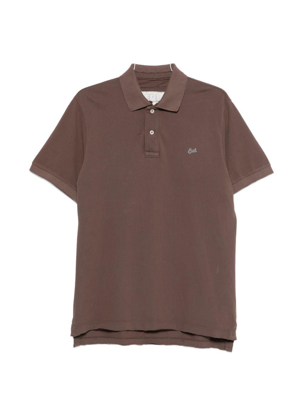 Polo con orlo a taglio vivo in marrone Erl - unisex 