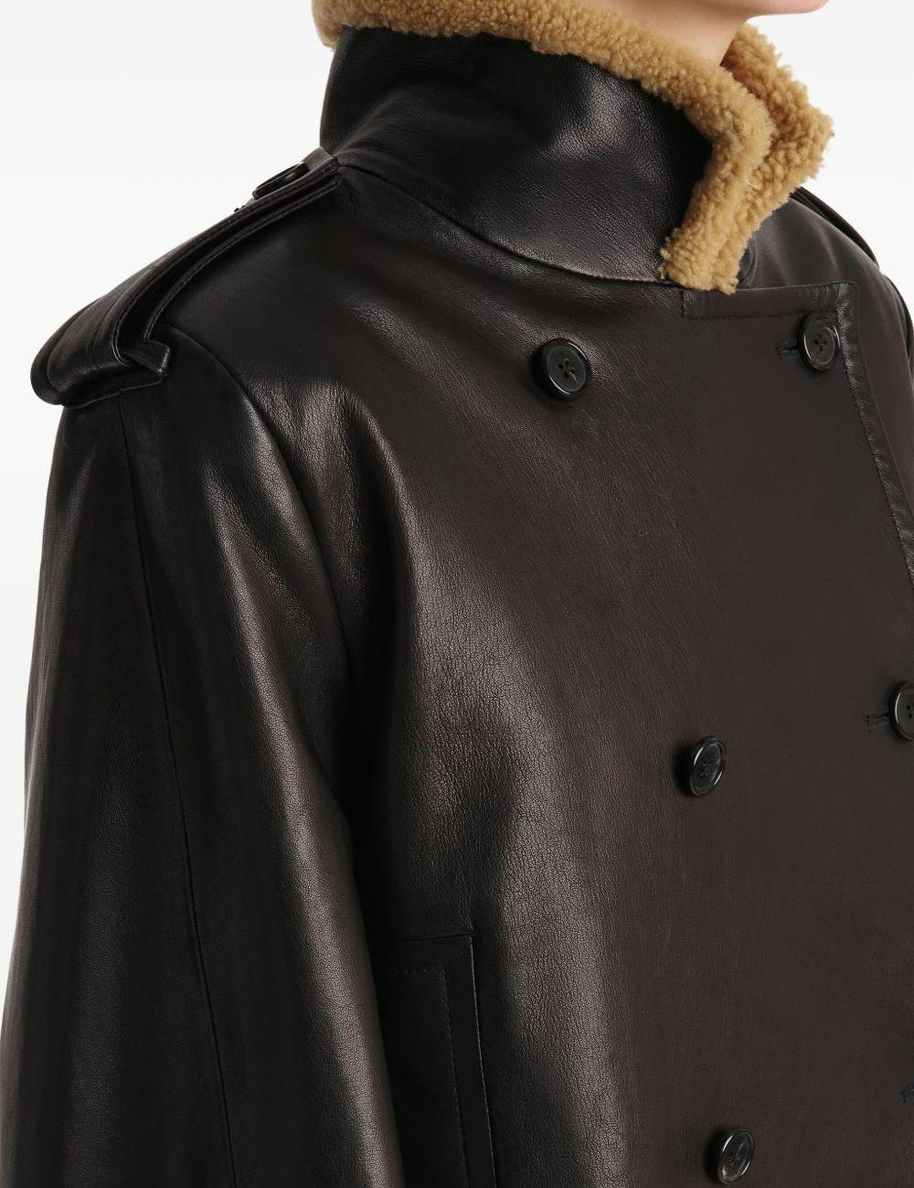 Giacca a collo alto in pelle dean in marrone Khaite - donna 