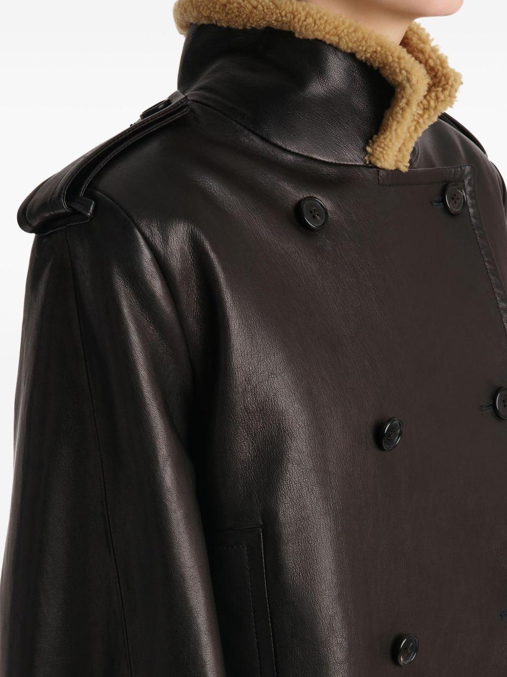 Giacca a collo alto in pelle dean in marrone Khaite - donna 