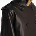 Giacca a collo alto in pelle dean in marrone Khaite - donna 