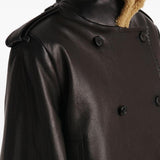 Giacca a collo alto in pelle dean in marrone Khaite - donna 