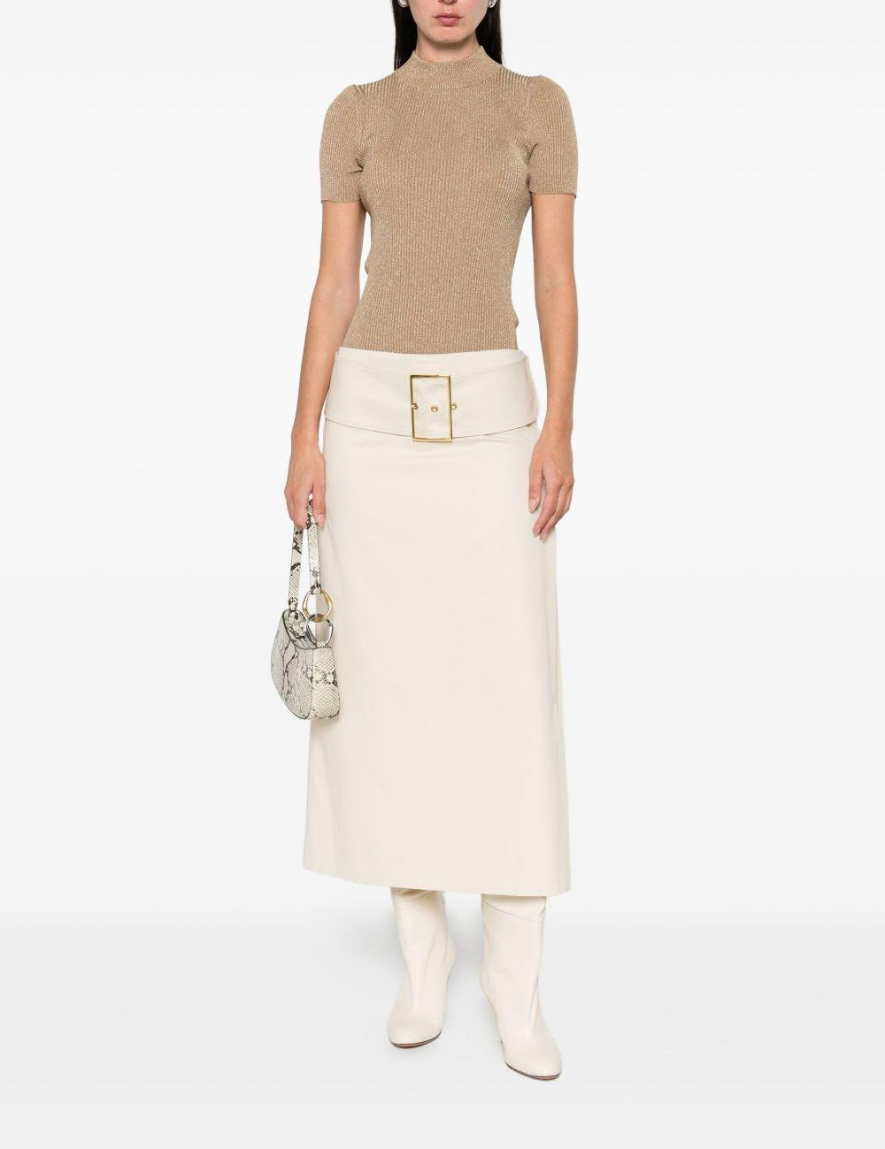 Gonna midi con fibbia in beige Rowen rose - donna 