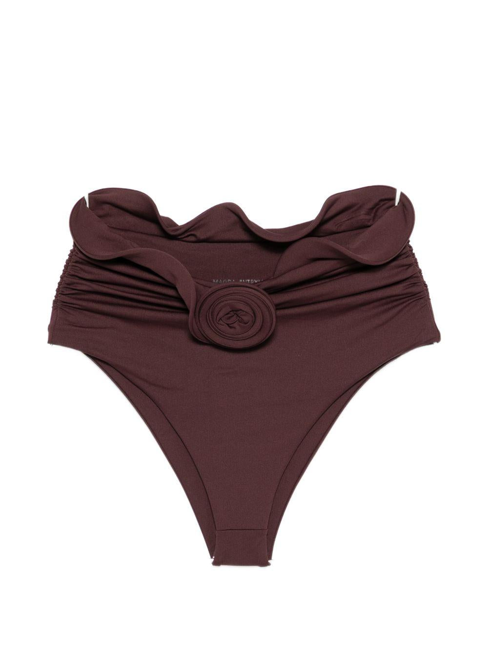 Slip bikini con dettagli fiori e volant in bordeaux Magda butrym - donna 