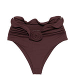 Slip bikini con dettagli fiori e volant in bordeaux Magda butrym - donna 