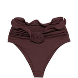 Slip bikini con dettagli fiori e volant in bordeaux Magda butrym - donna 