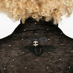 Maglione a collo alto con borchie in nero Rabanne - donna 