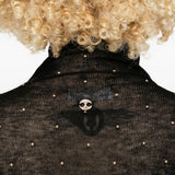 Maglione a collo alto con borchie in nero Rabanne - donna 