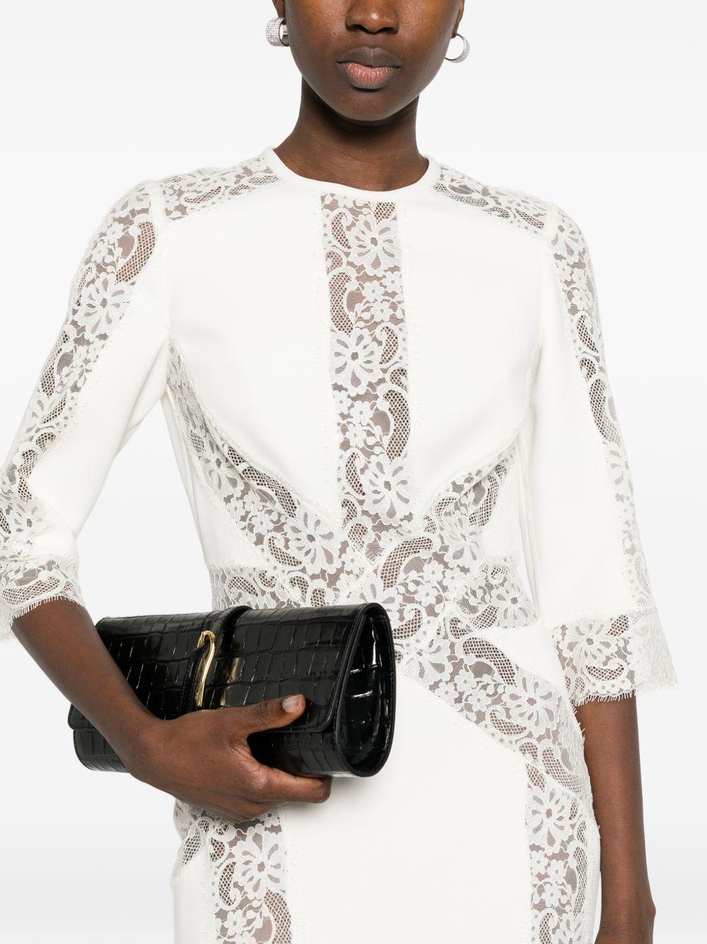 Abito midi con pannelli in pizzo in bianco Elie saab - donna 