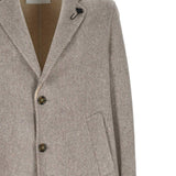 Cappotto con motivo a spina di pesce in marrone Lardini - uomo 