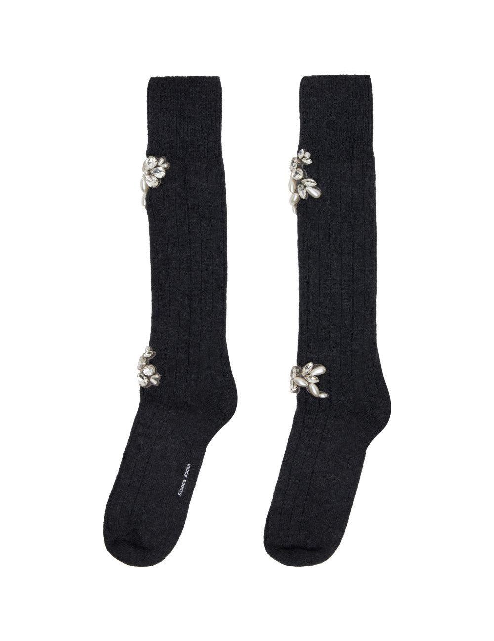 Calzini al ginocchio decorati con rose in nero Simone rocha - donna 