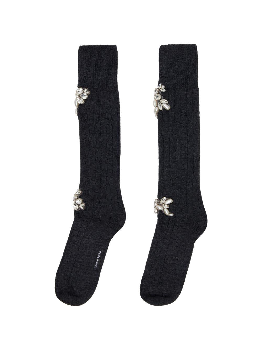 Calzini al ginocchio decorati con rose in nero Simone rocha - donna 