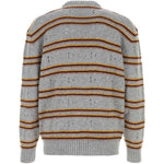 Maglione in cashmere a righe in grigio 