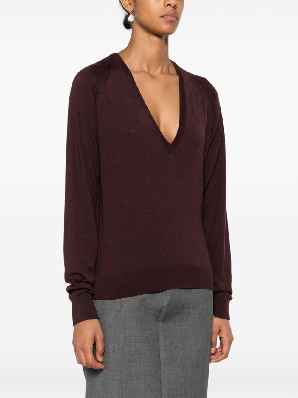 Maglione con scollo a v  in bordeaux Lanvin - donna 