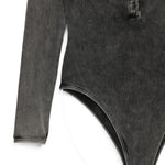 Body Fresya con bottoni sul davanti in nero 